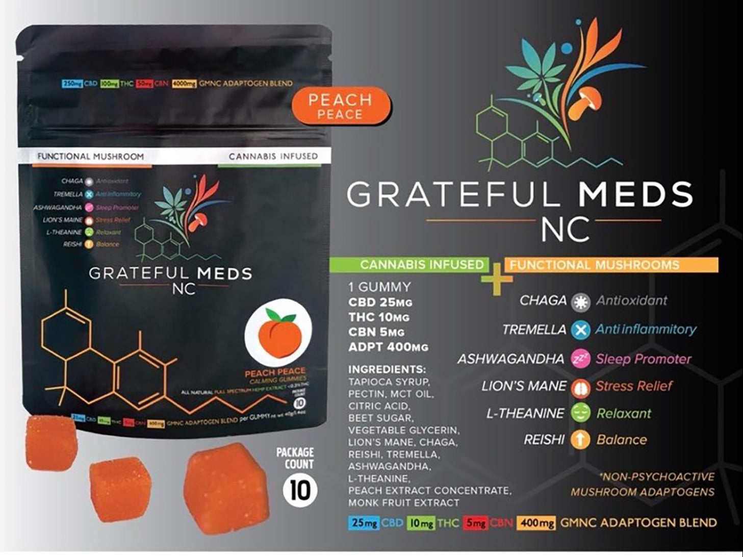 GratefulMeds (Peach Peace) Calming Blend 10cnt